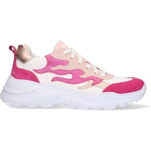 Braqeez 423284-973 Meisjes Lage Sneakers - Roze/Wit - Leer - Veters