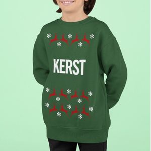 Foute Kersttrui Groen Kind - Kerst Rendieren (5-6 jaar - MAAT 110/116) - Kerstkleding voor jongens & meisjes