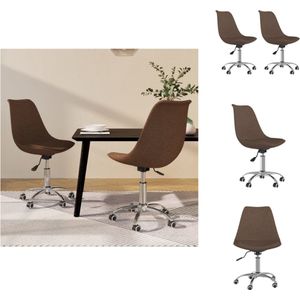 vidaXL Draaibare eetkamerstoelen - Bruin - 48 x 58 cm - Gasveer - Verchroomd metalen frame - Eetkamerstoel