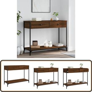 vidaXL Wandtafel - 100x34,5x75 cm - Bruin Eikenhout Wandtafel - Haltafel - Console Tafel - Entreetafel - Houten Tafel