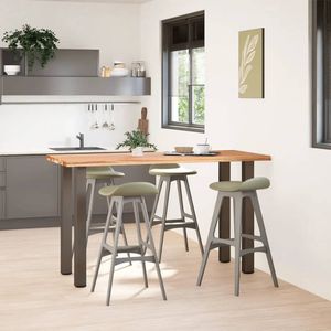 The Living Store Bartafel met natuurlijke rand 180x80x92 cm massief eikenhout - Tafel Met Barkrukken - Houten Tafel - Eikenhouten Tafel - Eetkamertafel - Salontafel