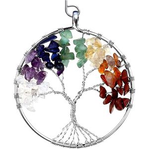 SNQ Levensboom Hanger Dromenvanger - Kristallen Regenboog Chakra Lichtvanger - 7 Chakra Kristallen Levensboom Lichtvanger Regenboog Maker Glazen Kristallen Lichtvanger Hangende Ornament voor Slaapkamerraam