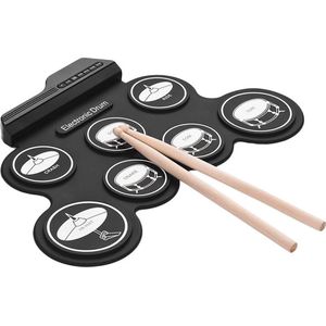 Sustainably C Elektrisch Drumstel - Elektronische Drumset - Digitaal Drumstel - Drumpad -Beginnersdrum E-drum - met Drumstokken en Voetpedalen - Volwassenen Kinderen Beginners -zwart - 7 Pads