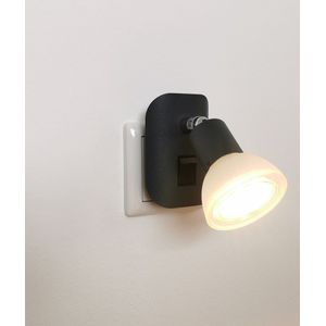 Trango LED-stekkerlamp 11-045 *CALI* in antraciet mat met glazen kap Stekkerlamp incl. 1x GU10 LED-lamp 3000K warm wit & tuimelschakelaar Leeslamp, keukenlamp, fittinglamp, wandlamp