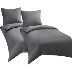 Inovra ® Beddengoedset van Microvezel met Moderne Stijl en Praktische Ritssluitingen - 4-delig Antraciet