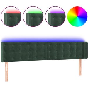 vidaXL - Hoofdbord - LED - 183x16x78/88 - cm - fluweel - donkergroen