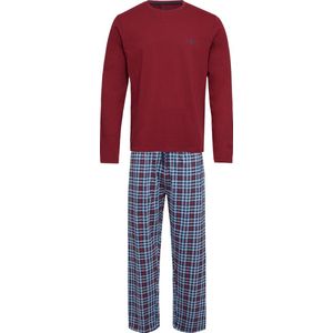 Phil & Co Lange Heren Winter Pyjama Set Katoen Geruit Rood - Maat XXL