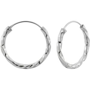 Oorbellen 925 zilver | Oorringen | Zilveren oorringen, gedraaide band, 20 mm