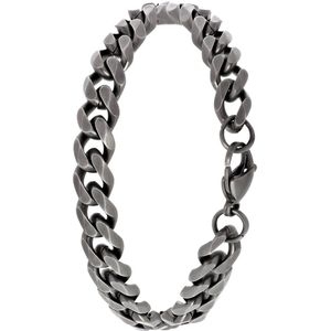 Lucardi Heren Armband gourmetschakel mat - Staal - Armband - Vaderdag Cadeau - 21 cm - Zilverkleurig