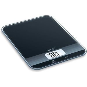 Zwarte digitale keukenweegschaal met tarra-weegfunctie - sensortoetsbediening - draagvermogen 5 kg