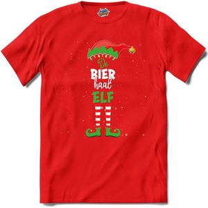 Foute kersttrui - Bier haal kerstelf - T-Shirt - Heren - Rood - Maat M