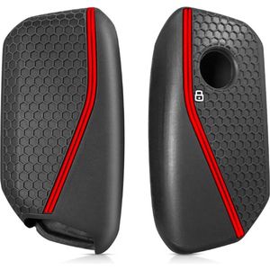 Siliconen Remote Cover Key Case key cover Zwart/Rood geschikt voor BMW 1-serie,BMW 2-serie,BMW 3-serie, BMW 4-serie, BMW 5-serie, BMW 6-serie, BMW 7-serie, BMW 8-serie BMW X1, BMW X2, BMW X3, BMW X4, i7 BMW X1 / iX1 BMW iX Sport Sporty Rood/Zwart