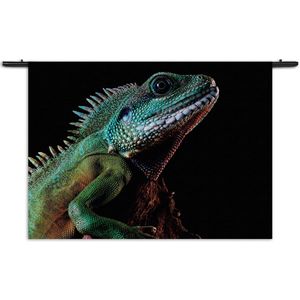 Velours Wandkleed De Groene Kameleon Rechthoek Horizontaal XXXL (150 X 210 CM) - Wandkleden - Met roedes