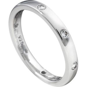 Diamonfire - Zilveren ring met steen Maat 18.5 - Gladde band met 6x zirkonia