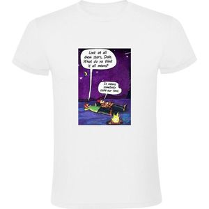 Kijk naar de sterren Heren T-shirt - camping - kamperen - dief - tent - grappig