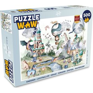 Puzzel Kinderen - Luchtballon - Draak - Jongens - Kasteel - Waterverf - Legpuzzel - Puzzel 500 stukjes
