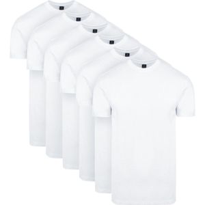 Suitable - Obra T-Shirt Hoge rond Hals Wit 6-Pack - Heren - Maat XL - Regular-fit