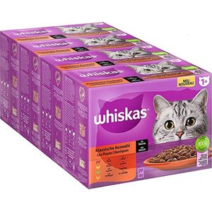 Whiskas Classic Selectie Kattenvoer, hoogwaardig nat voer voor volwassen katten 48 x 85g