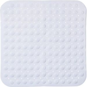 Anti-slip badkamer douche/bad mat wit 54 x 54 cm vierkant - Badkamermat met zuignappen