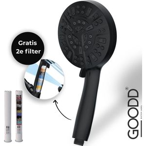 GOODD® Monaco - Douchekop - Handdouche - Met 2 Filters - Zwart - 10 Standen - Waterbesparend - Regendouche