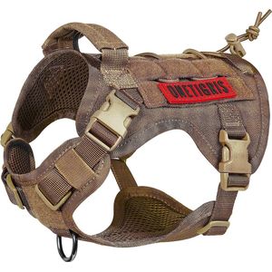 Hondentuigje FIRE Watcher Tactisch hondenvest Molle hondentraining service hondentuigje 1000D nylon (M, bruin)