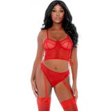 Ring Me Up Bustier Set - Rood - M