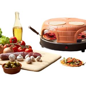 Emerio Pizzarette,Pizzaoven,4 pers. - warmhoudoppervlak - Tafelgrill - Rood - Zwart