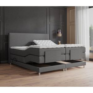 Elektrische Boxspring Nika Grijs 180x200 Inclusief matras en topper