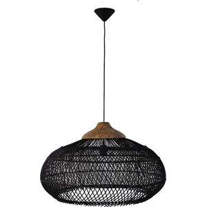 HSM Collection - Hanglamp Rotan - Zwart/Naturel - Rotan/teak