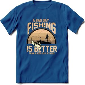 A Bad Day Fishing - Vissen T-Shirt | Beige | Grappig Verjaardag Vis Hobby Cadeau Shirt | Dames - Heren - Unisex | Tshirt Hengelsport Kleding Kado - Donker Blauw - L