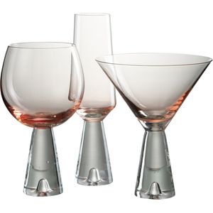 J-Line Lewis cocktailglas - glas - oranje - 4 stuks - woonaccessoires