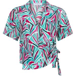 Lofty Manner Blouse Blouse Julieta Pd04 777 Palm Leaves Print Dames Maat - XS