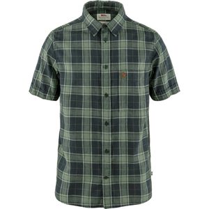 Fjällräven Övik Travel Shirt SS M - Dark navy-patina green - Outdoor Kleding - Fleeces en Truien - Overhemd korte mouw