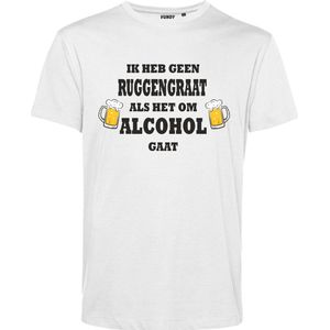 T-shirt Ik heb geen Ruggengraat als het om Alcohol gaat | Oktoberfest dames heren | Carnavalskleding heren dames | Foute party | Wit | maat XS