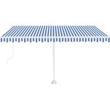 vidaXL - Luifel - automatisch - met - LED - en - windsensor - 400x350 - cm - blauw - wit