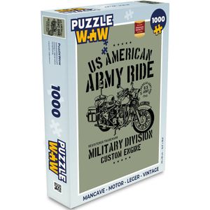 Puzzel Mancave - Motor - Leger - Vintage - Legpuzzel - Puzzel 1000 stukjes volwassenen