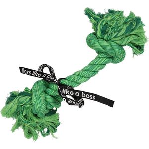 Ebi - Speelgoed Voor Dieren - Hond - 'do You Even Floss Dawg' Speeltouw 2 Knopen 40cm Groen - 1st