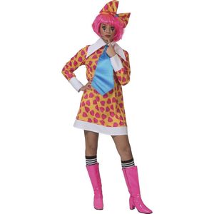 Funny Fashion - Clown & Nar Kostuum - Clown Van De Liefde - Vrouw - Geel, Roze - Maat 36-38 - Carnavalskleding - Verkleedkleding