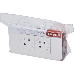 Voorbedrade dubbele wandcontactdoos 45° mozaïek Surface Link aarde inbouwdoos-Wit