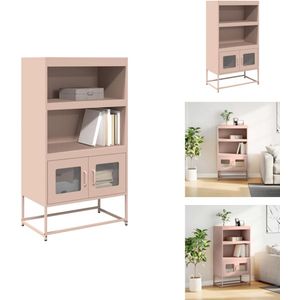 vidaXL Hoge Kast - Hoge Kasten - Dressoir - Kast - Hoge kast 68x39x123 cm staal roze