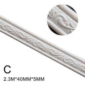 Luxe Gedetaileerde Zelfklevende 3D Plint - Flexibele Sierlijst - 2.3 Meter - 40x5mm Lijstwerk - Klassiek Design - Wit