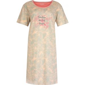 Irresistible Dames Nachthemd - Slaapkleed - Blader print - 100% Katoen - Roze - Maat L
