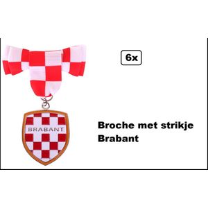 6x Broche met strikje Brabant - Strikje met speld/hanger Brabander - Thema feest party onderscheiding