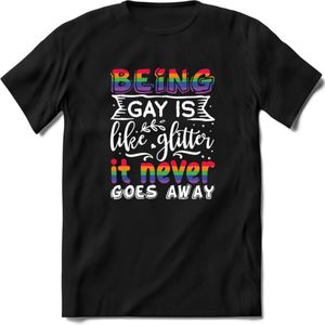 Gay Glitter | Pride T-Shirt | Grappig LHBTIQ+ / LGBTQ / Gay / Homo / Lesbi Cadeau Shirt | Dames - Heren - Unisex | Tshirt Kleding Kado | - Zwart - S