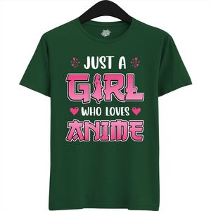 Just a girl who loves anime - Japans cadeau - Unisex t-shirt - grappig anime / manga hobby en verjaardag kado shirt - T-Shirt - Unisex - Bottle Green - Maat 4XL