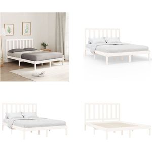 vidaXL Bedframe massief hout wit 120x200 cm - Bedframe - Bedframes - Tweepersoonsbed - Bed