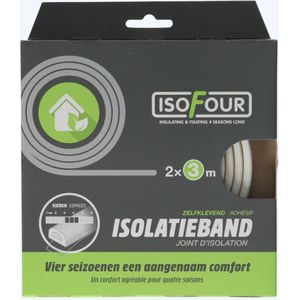 Isofour Tochtband EPDM type D 9x6 mm - 2x3m Wit - 2x3m