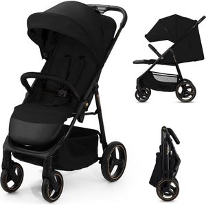 Kinderkraft TRIG 3 - Grote Wandelwagen tot 25 kg - Verstelbare Rugleuning en Voetensteun - CLICK & FOLD Systeem - 360° Draaiende Wielen - Waterdichte Kap met Ventilatie - Comfortabele Zitting - Lichtgewicht 8,9 kg - Zwart