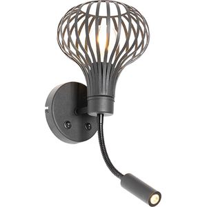 QAZQA saffira - Moderne LED Wandlamp voor binnen - 1 lichts - D 250 mm - Zwart - Woonkamers-sSlaapkamer