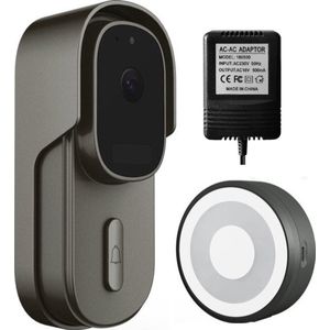 DrPhone LM4-A – Camera Deurbel Met Binnenbel – Met Stroomaansuiting - Camera Deurbel Met Alexa & Google Assistant – Camera Deurbel Met Mobiele App - Zwart